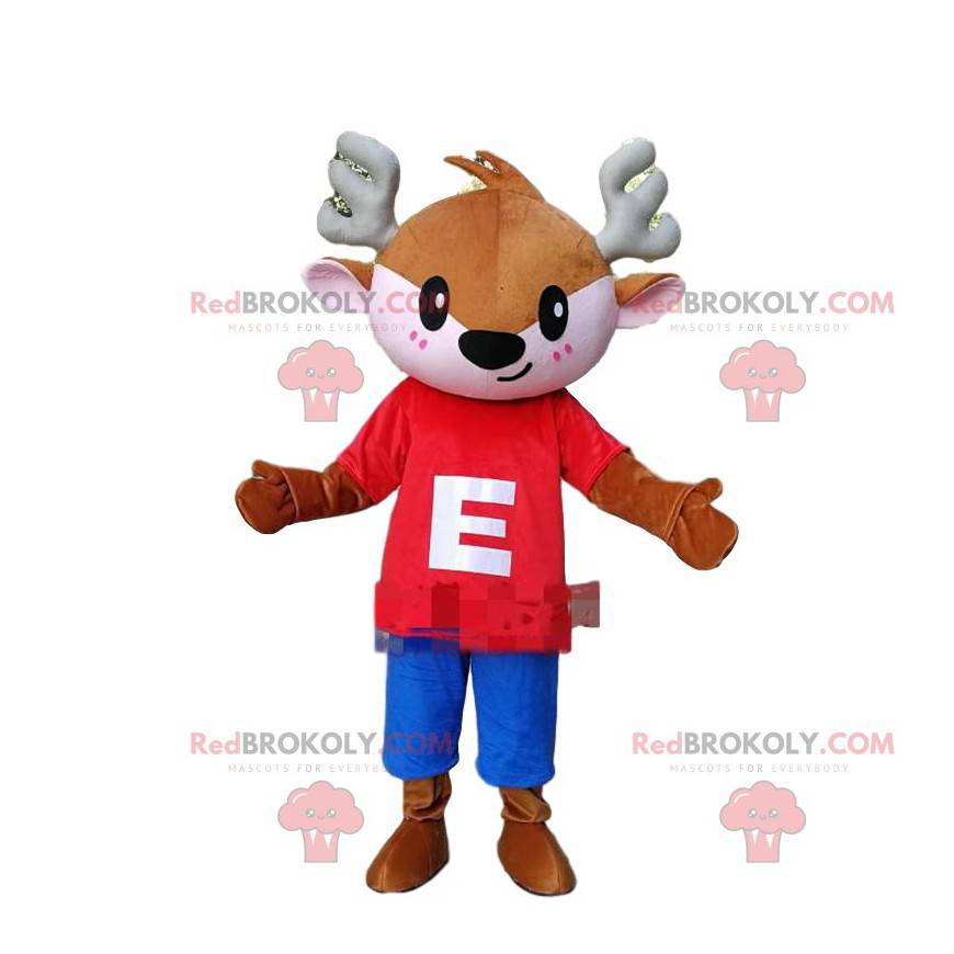 Maskot srny, plavá, malý hnědý zvířecí kostým - Redbrokoly.com Maskot srny, plavá, malý hnědý zvířecí kostým - Redbrokoly.com
