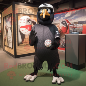 Black Eagle mascot costume character dressed with a Baseball Tee and Cufflinks