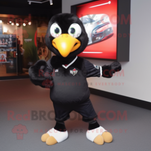 Black Eagle mascot costume character dressed with a Baseball Tee and Cufflinks