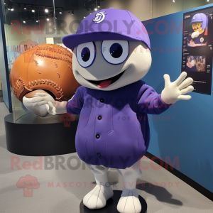 Lavender Baseball Glove mascot costume character dressed with a Hoodie and Brooches