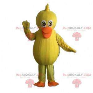 Mascotte de canard jaune et orange, costume de canari géant -