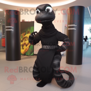 Black Snake mascot costume character dressed with a Turtleneck and Anklets