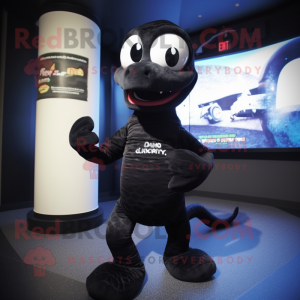 Black Snake mascot costume character dressed with a Turtleneck and Anklets