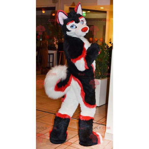Kat mascotte rood wit en zwarte hond - Redbrokoly.com
