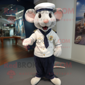 Navy Rat mascot costume character dressed with a Skinny Jeans and Earrings