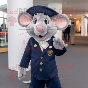 Navy Rat mascot costume character dressed with a Skinny Jeans and Earrings