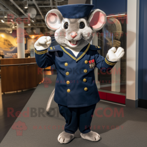 Navy Rat mascot costume character dressed with a Skinny Jeans and Earrings