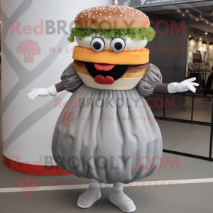 Grijze Hamburger mascotte...