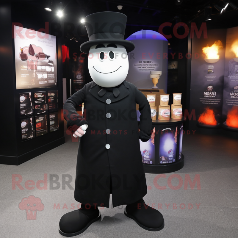 Black Scented Candle mascot costume character dressed with a Suit Jacket and Berets Black Scented Candle mascot costume character dressed with a Suit Jacket and Berets