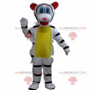 White and black tiger mascot, feline costume, giant tiger -