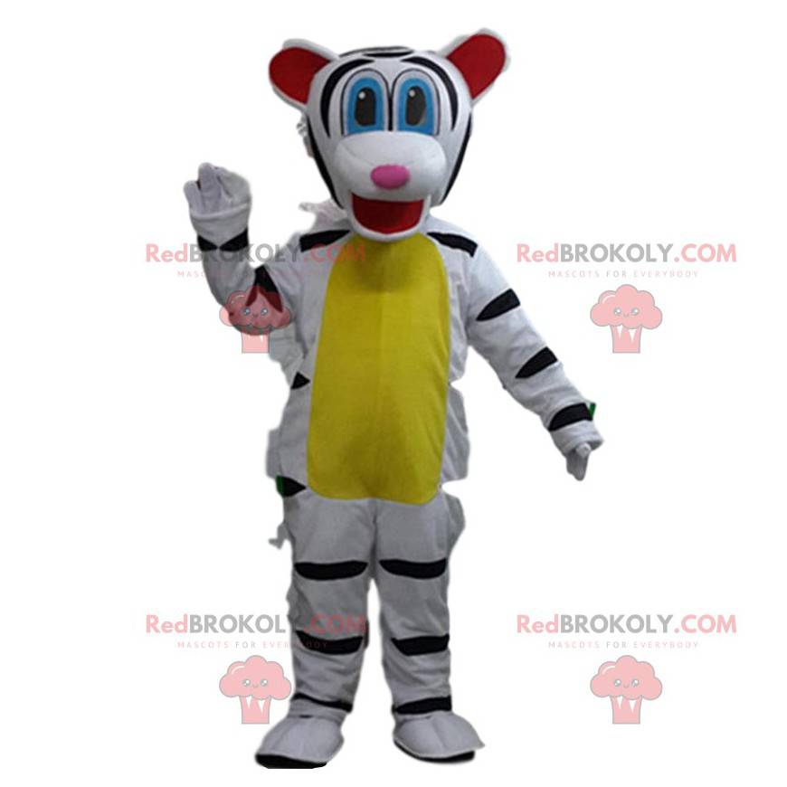 White and black tiger mascot, feline costume, giant tiger -