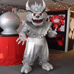 Silver Devil maskot kostym...