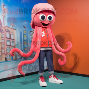 nan Squid mascot costume character dressed with a Jeggings and Shoe laces