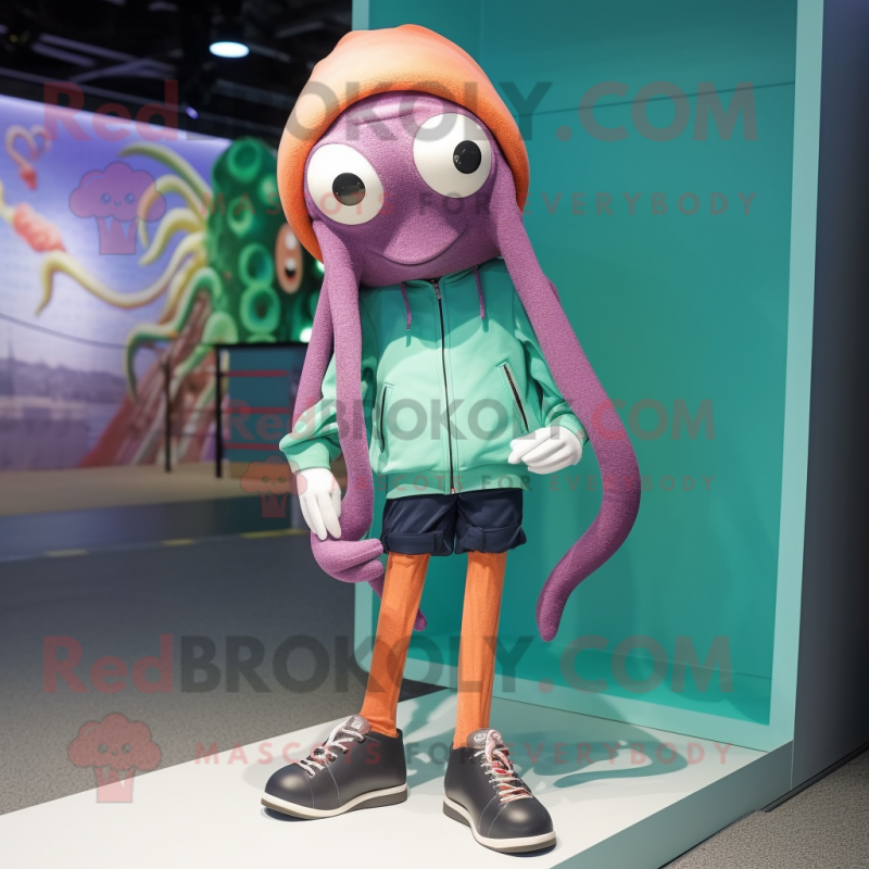 nan Squid mascot costume character dressed with a Jeggings and Shoe laces