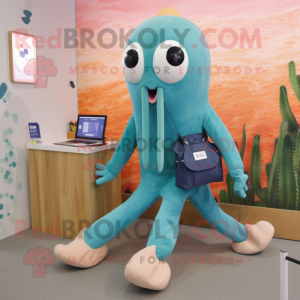 nan Squid mascot costume character dressed with a Jeggings and Shoe laces