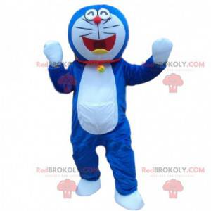 Mascote Doraemon, famoso gato mangá azul e branco -