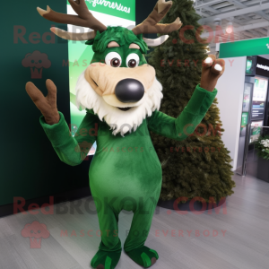 Forest Green Reindeer mascot costume character dressed with a Dress and Gloves