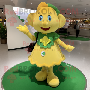 Gul firkløver maskot drakt...
