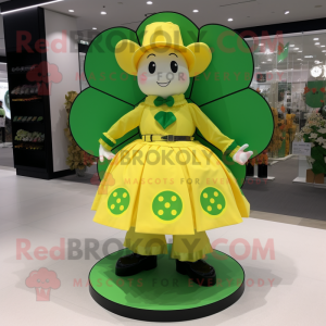 Gul firkløver maskot drakt...