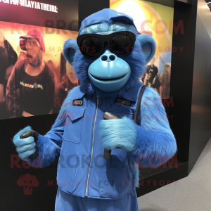 Blå bavian maskot kostume...