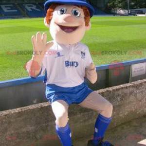 Policeman boy mascot in blue and white outfit - Redbrokoly.com