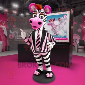 Roze Zebra mascotte kostuum...