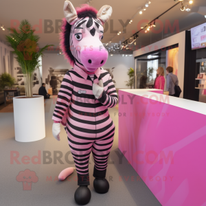 Pink Zebra maskot kostume...