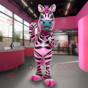 Roze Zebra mascotte kostuum...