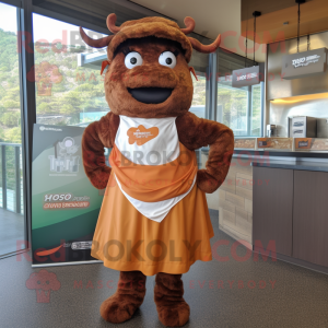 Rust Beef Wellington mascot costume character dressed with a Skirt and Headbands