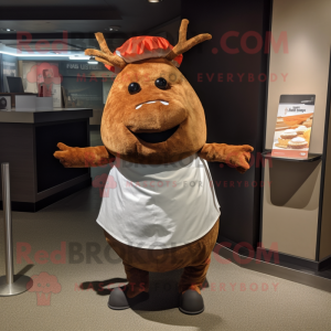 Rust Beef Wellington mascot costume character dressed with a Skirt and Headbands