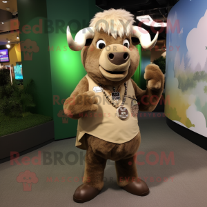 Tan Buffalo maskot kostume...