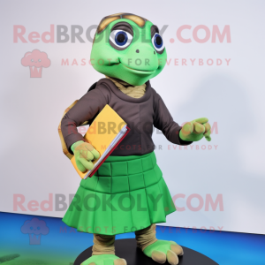 nan Turtle mascot costume character dressed with a Pencil Skirt and Mittens