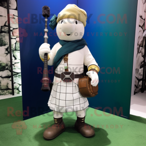 Vit säckpipa maskot kostym...