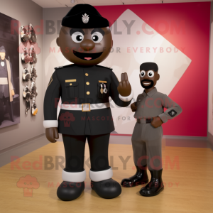 Black Soldier mascot costume character dressed with a Mini Dress and Ties