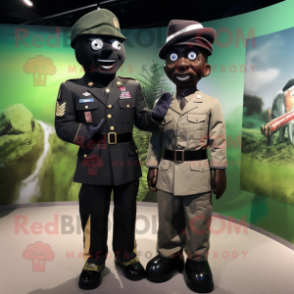 Black Soldier mascot costume character dressed with a Mini Dress and Ties