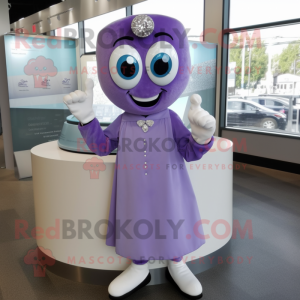 Lavender Engagement Ring mascot costume character dressed with a Dress Shirt and Mittens