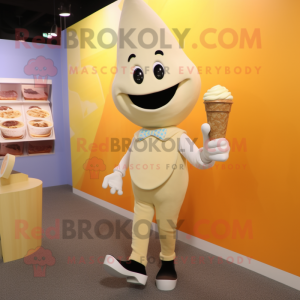 Cream Ice Cream Cone mascot costume character dressed with a Leggings and Tie pins