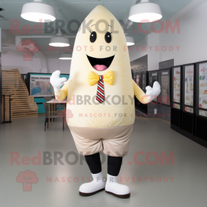 Cream Ice Cream Cone mascot costume character dressed with a Leggings and Tie pins