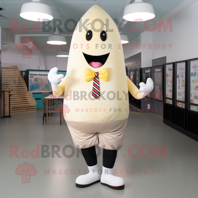 Cream Ice Cream Cone mascot costume character dressed with a Leggings and Tie pins Cream Ice Cream Cone mascot costume character dressed with a Leggings and Tie pins