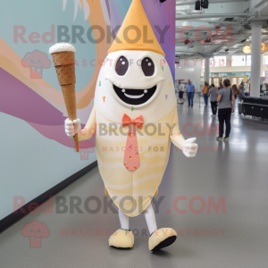 Cream Ice Cream Cone mascot costume character dressed with a Leggings and Tie pins