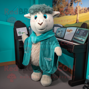 Teal Beef Wellington mascot costume character dressed with a Romper and Shawls