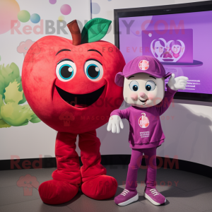 Magenta Apple maskot kostym...