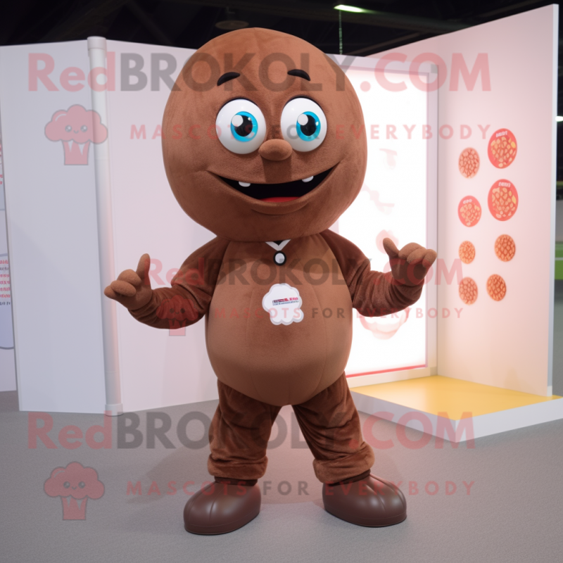 Brown Meatballs mascot costume character dressed with a Jacket and Anklets