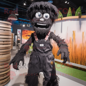 Black Scarecrow mascot costume character dressed with a Overalls and Bracelets