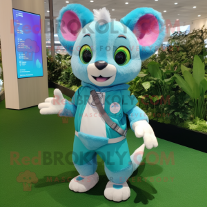 Cyan Dormouse mascot costume character dressed with a Bermuda Shorts and Smartwatches