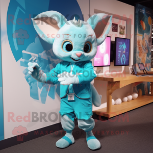 Cyan Dormouse mascot costume character dressed with a Bermuda Shorts and Smartwatches