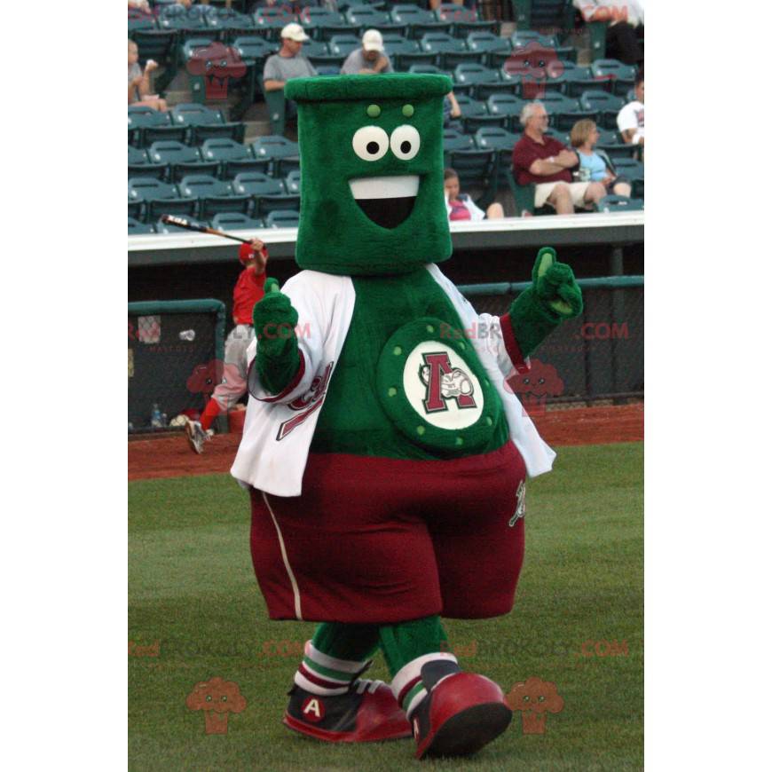 Green, white and red snowman mascot - Redbrokoly.com Green, white and red snowman mascot - Redbrokoly.com