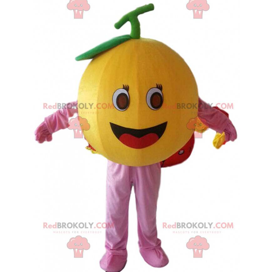 Gigantisk oransje maskot, rund fruktdrakt, sitrus - Gigantisk oransje maskot, rund fruktdrakt, sitrus -