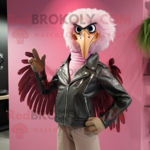Pink Vulture maskot kostume...
