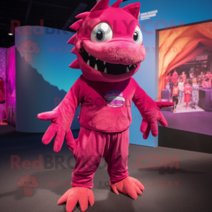 Magenta Barracuda mascot costume character dressed with a Joggers and Cummerbunds